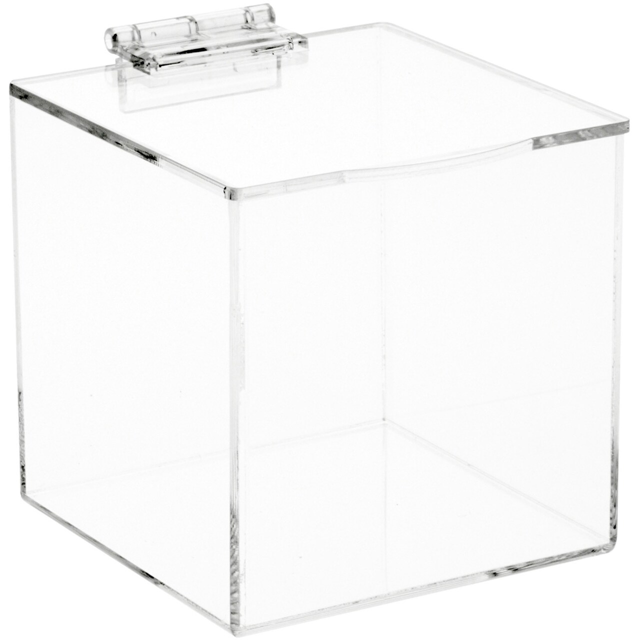 Plymor Clear Acrylic Display Case Box With Hinged Lid, 4" x 4" x 4"